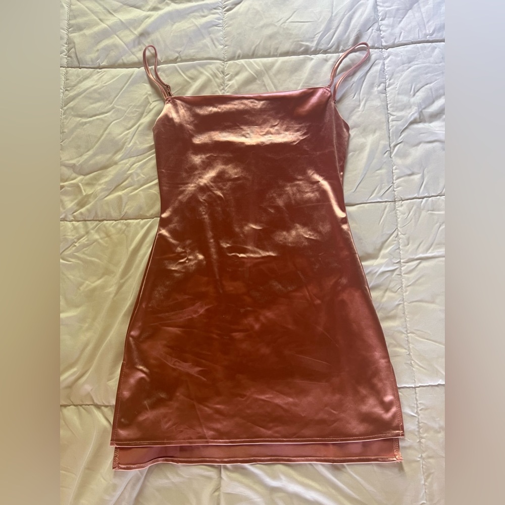 Silk pink mini dress
